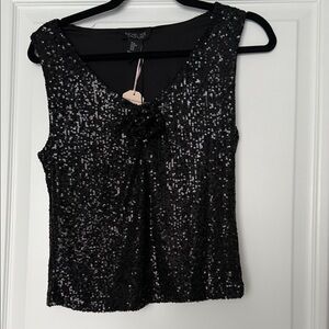 Rachel Zoe Sparkling Black Sequin Tank Top